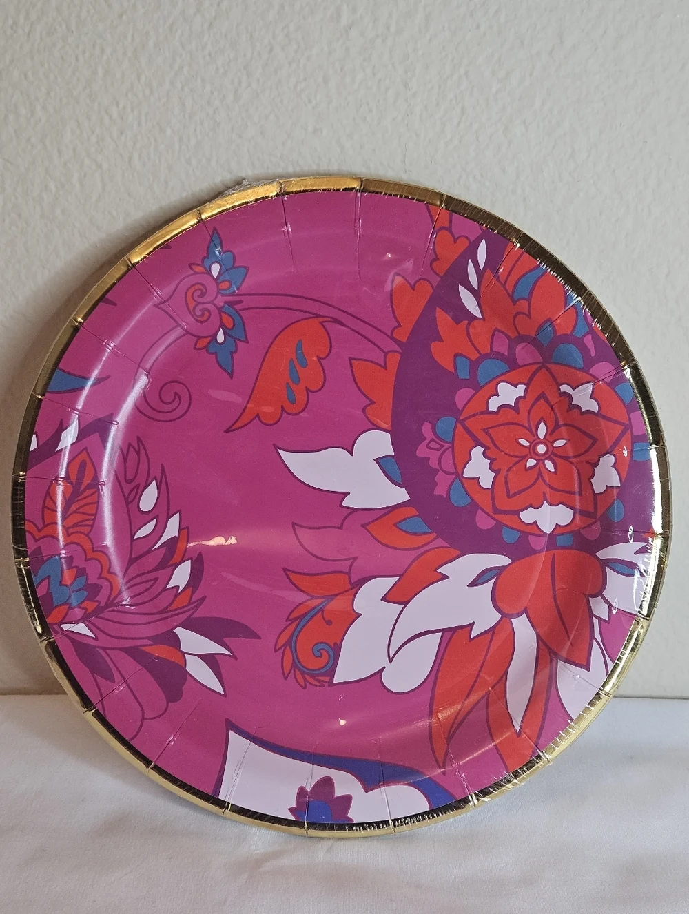 42 Pc Set Celebrate It Pink Floral Party Tablecloth Plates Napkins Tray NEW
